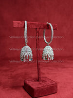 Load image into Gallery viewer, Amani Rhodium Plated Silver American Diamond Jhumka
