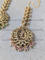 Load image into Gallery viewer, Vera Pink Premium Gold Plated Kundan Tikka
