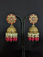 Load image into Gallery viewer, Nora Hot Pink Kundan Meenakari Jhumka
