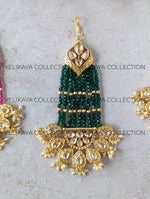 Load image into Gallery viewer, Leela  Gold Plated Fine Kundan Pasa in GREEN
