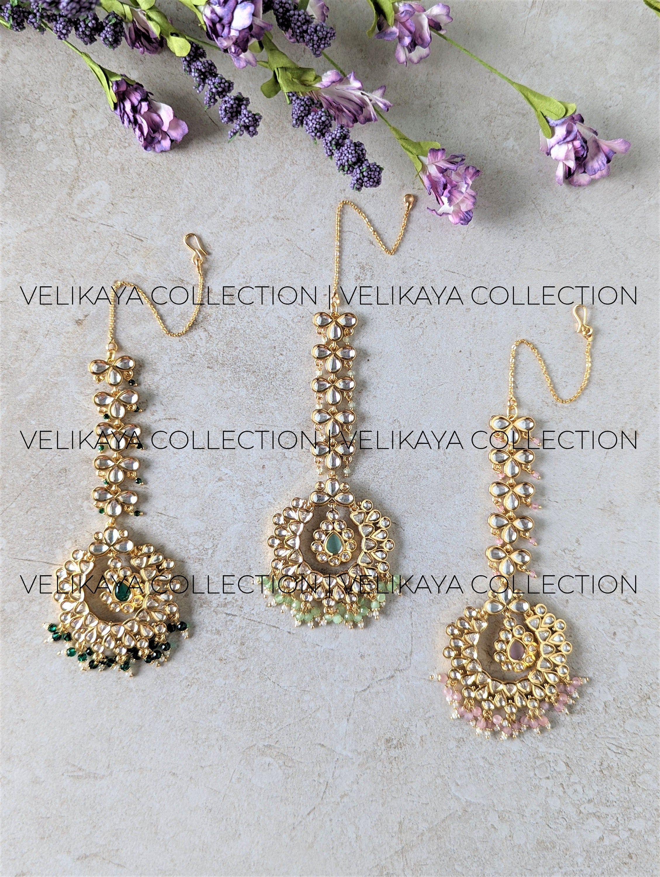 Vera Green Premium Gold Plated Kundan Tikka