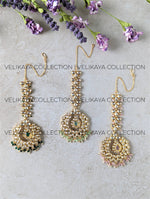 Load image into Gallery viewer, Vera Green Premium Gold Plated Kundan Tikka
