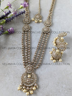 Load image into Gallery viewer, Heera - Long Polki Necklace Jhumkas Tikka
