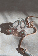 Load image into Gallery viewer, MINT &amp; ROSE GOLD DIAMANTE NECKLACE &amp; EARRINGS
