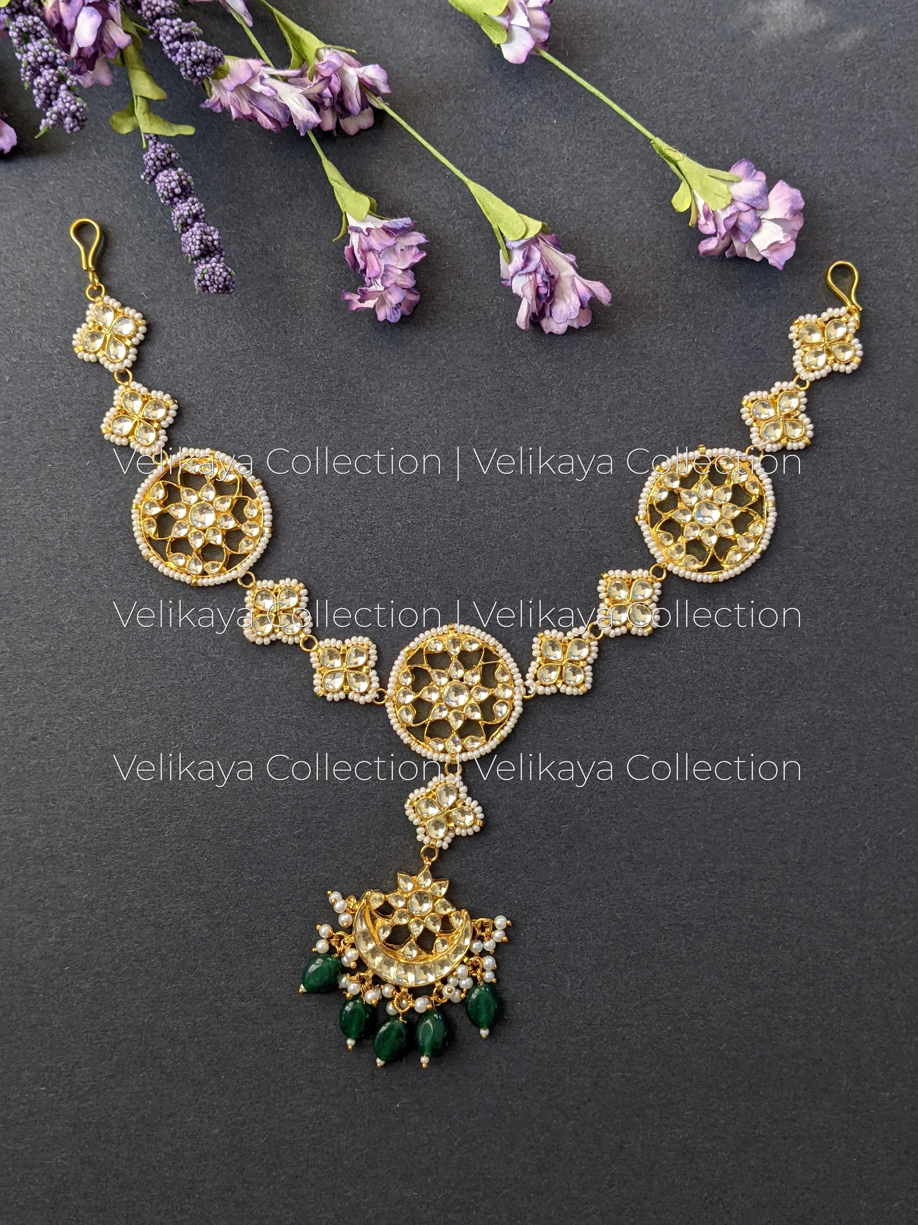 Gold plated Kundan Headband with Tikka