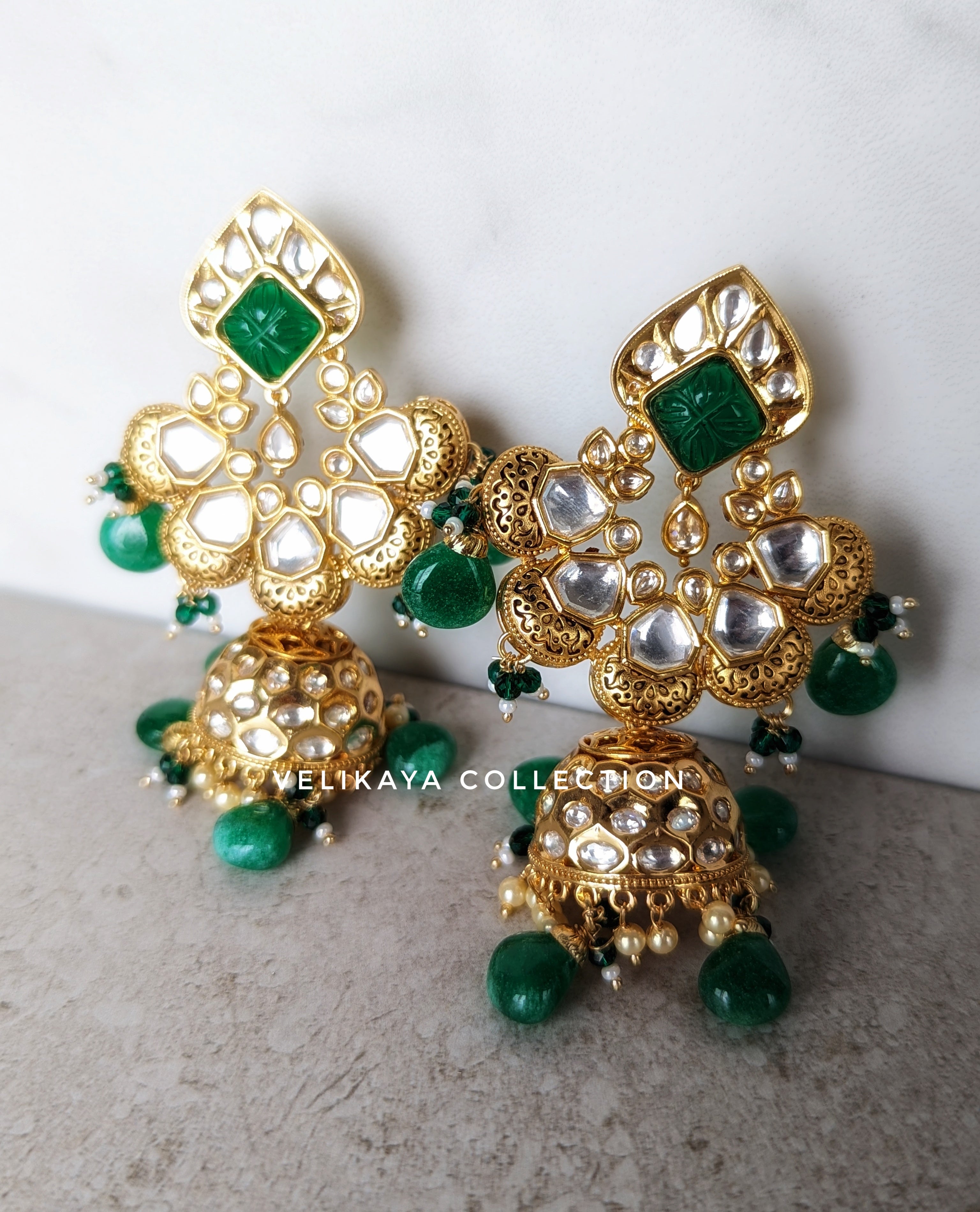 Emerald Green Kundan Choker Necklace Set