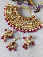 Load image into Gallery viewer, Ruby Pink Kundan Choker Necklace Set
