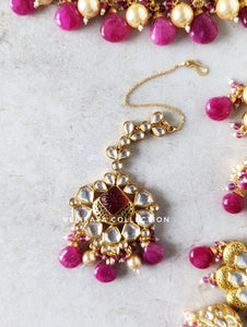 Ruby Pink Kundan Choker Necklace Set