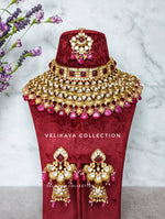 Load image into Gallery viewer, Ruby Pink Kundan Choker Necklace Set
