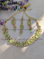 Load image into Gallery viewer, Sanya Mint Kundan Choker Necklace Earrings Tikka
