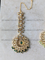 Load image into Gallery viewer, Vera Green Premium Gold Plated Kundan Tikka
