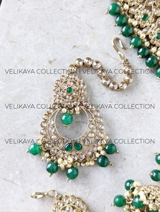 Ada - Green Wedding Necklace Jhumkas Tikka and Pasa