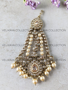 Layla Antique Gold plated Pearl Pasa or Side Tikka