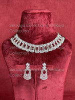 Load image into Gallery viewer, Autumn Ruby Silver American Diamond Necklace Set
