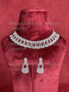 Autumn Ruby Silver American Diamond Necklace Set