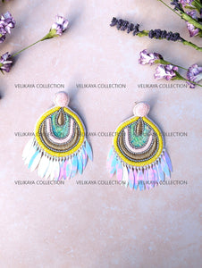 Pastel Beaded Zardozi Earrings