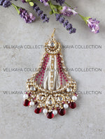 Load image into Gallery viewer, Amal Red Gold Plated Kundan Wedding Pasa
