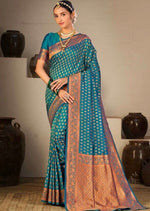 Load image into Gallery viewer, Blue Banarasi Saree and Blouse
