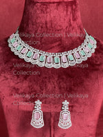 Load image into Gallery viewer, Nima Mint Silver American Diamond Necklace Set
