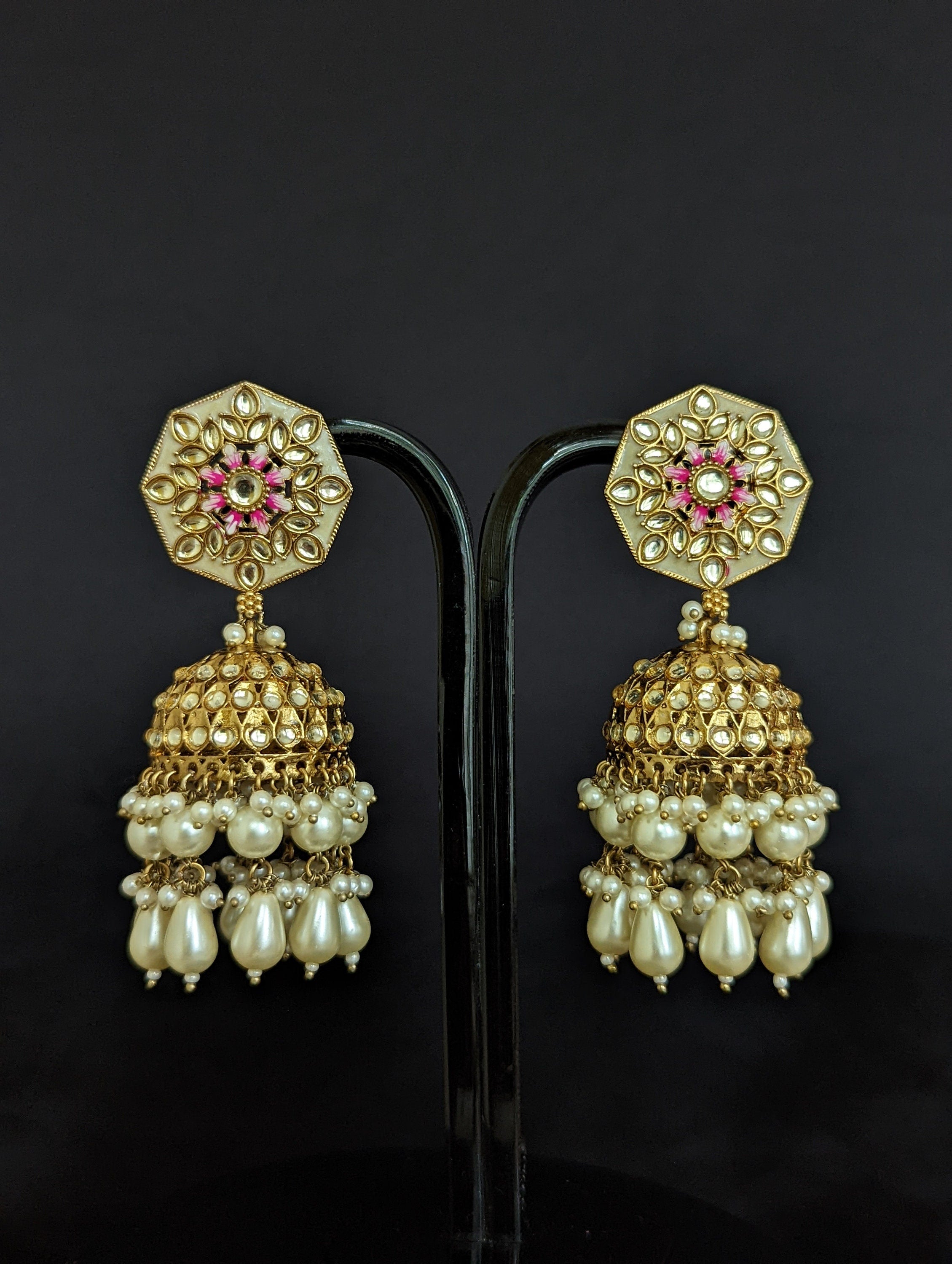 Nora Pearl Kundan Meenakari Jhumka