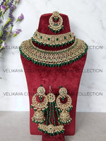 Load image into Gallery viewer, Ada - Green Wedding Necklace Jhumkas Tikka and Pasa
