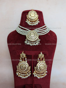 Pearl Jadau Necklace Earrings Tikka