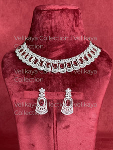 Autumn Ruby Silver American Diamond Necklace Set