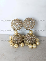 Load image into Gallery viewer, Heera - Long Polki Necklace Jhumkas Tikka
