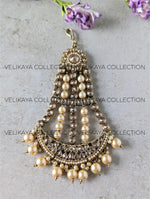 Load image into Gallery viewer, Chaand Antique Gold Plated Pearl Side Tikka
