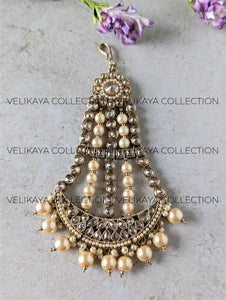 Chaand Antique Gold Plated Pearl Side Tikka