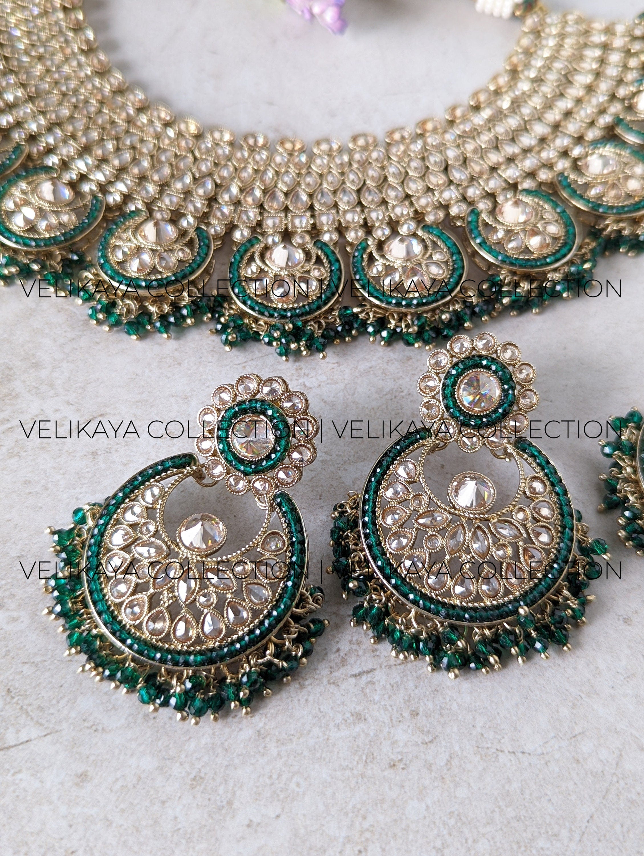 Aura - Green Wedding Necklace Set