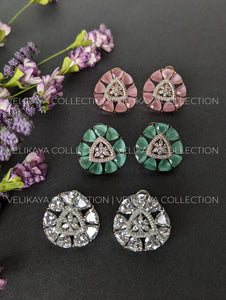 Ash Large Party Wear American Diamond Studs