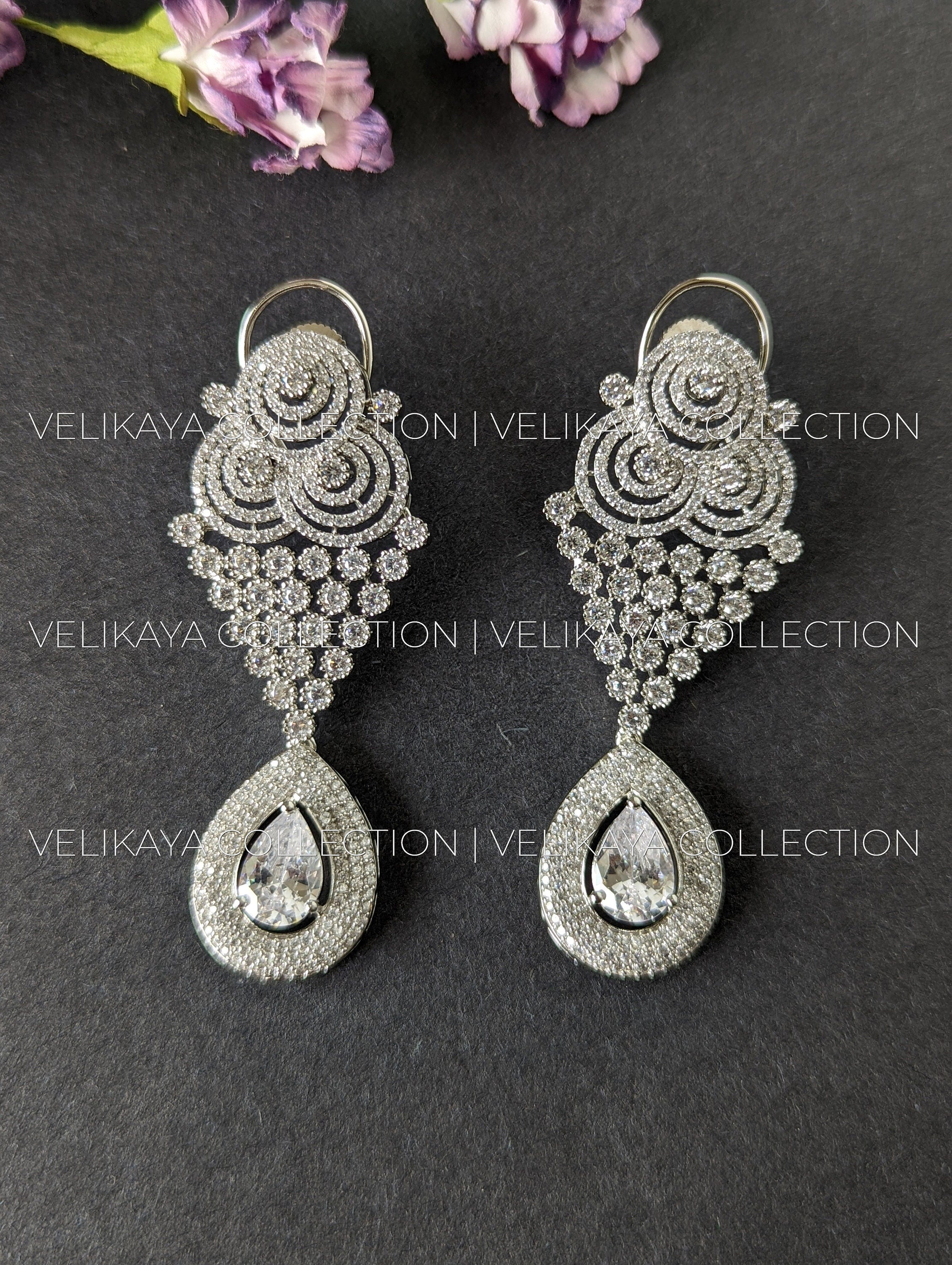 Avery Silver Cubic Zirconia Chandelier Earrings