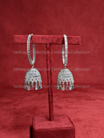 Load image into Gallery viewer, Amani Rhodium Plated Silver American Diamond Jhumka
