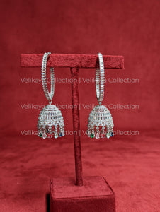 Amani Rhodium Plated Silver American Diamond Jhumka