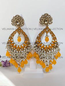 Luna Yellow Meenakari Chaandbali Earrings