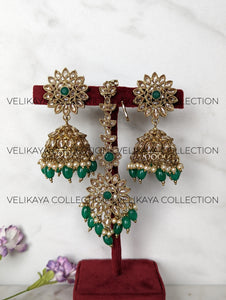 Rene Green Polki Jhumka and Tikka Set