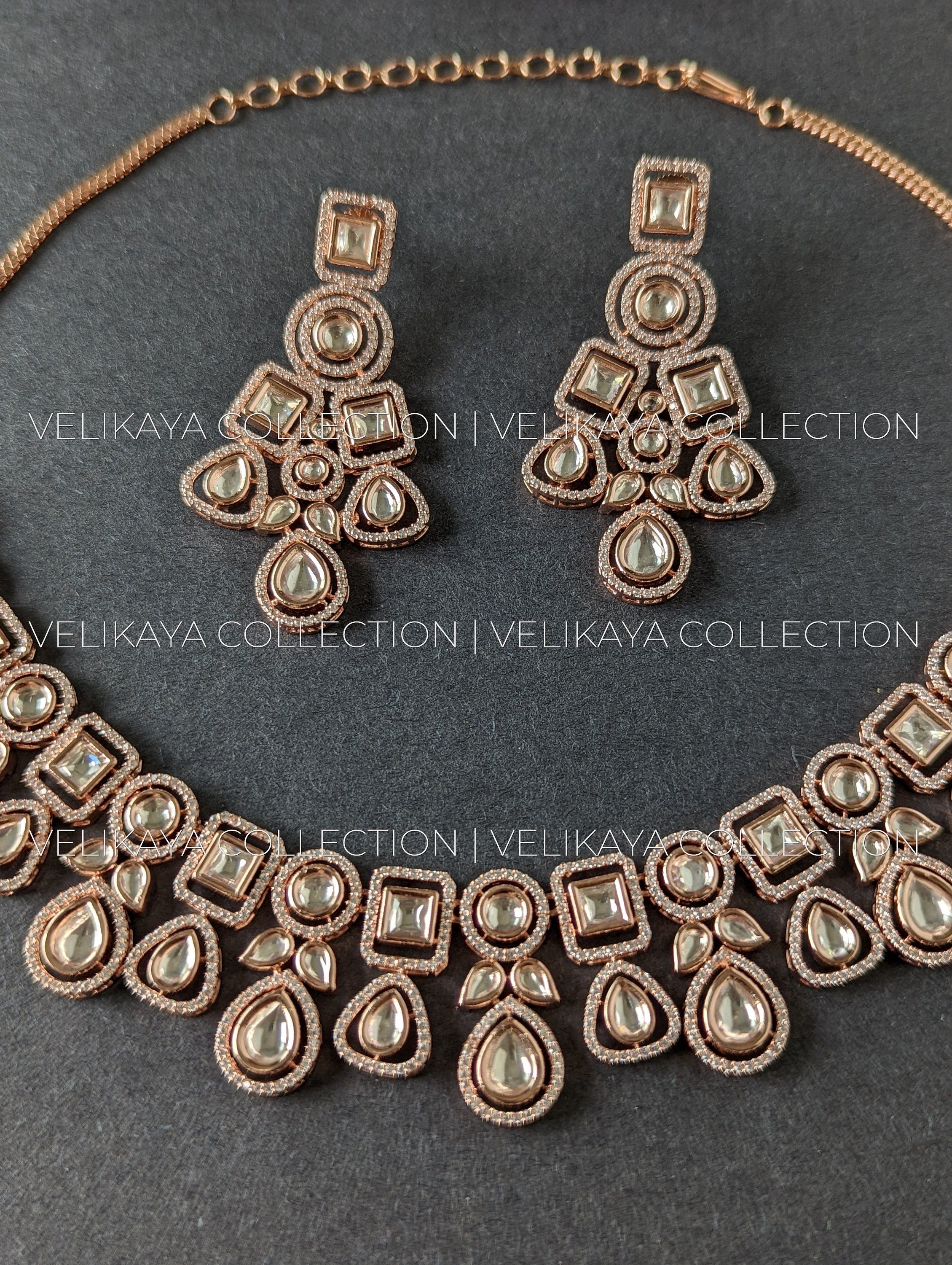 Eva Uncut Kundan & American Diamond Necklace Set