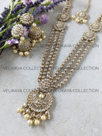 Load image into Gallery viewer, Heera - Long Polki Necklace Jhumkas Tikka
