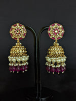 Load image into Gallery viewer, Nora Purple Kundan Meenakari Jhumka
