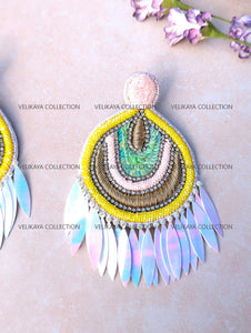 Pastel Beaded Zardozi Earrings