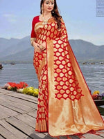 Load image into Gallery viewer, Red &amp; Gold Banarasi Saree with Blouse
