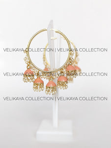 Clara Orange Party Wear Hoops with Meenakari Jhumkis