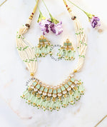 Load image into Gallery viewer, Dainty Kundan Necklace Set in Mint
