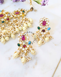 Multicolor Gold plated Kundan Choker Necklace Set