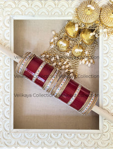 Punjabi Chuda with White Dot Bangles